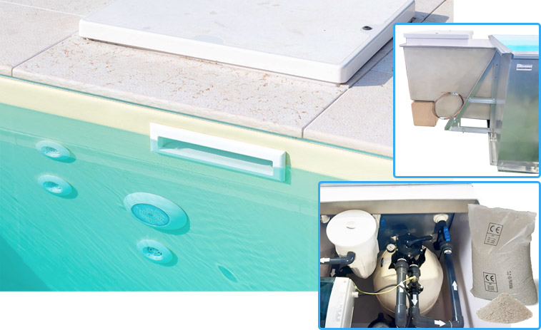 Pannello filtrante con locale tecnico preassemblato per piscina ITALIKA Steel EASY