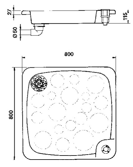 Piatto per doccia da giardino e piscina 80 x 80 cm