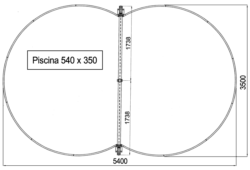 Dimensioni Piscina Fuori terra ISABELLA 540 - 5,40 x 3,50 h 1,20 m