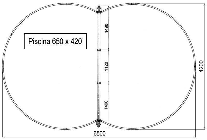 Dimensioni Piscina Fuori terra ISABELLA 650 - 6,50 x 4,20 h 1,20 m