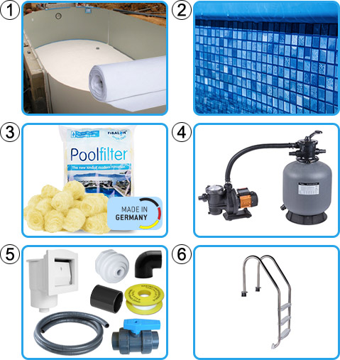 Kit componenti piscina interrata ovale in lamiera d'acciaio TOSCANA