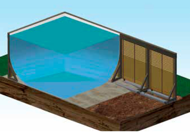 Piscina rivestita in legno Antea senza platea in cemento