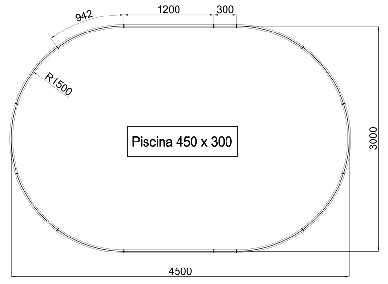 Dimensioni Piscina interrata OLIVIA 450 - 4,50 x 3,00 x h 1,20 m