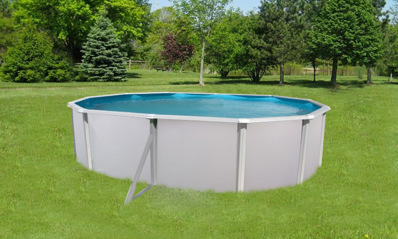 piscina ovale fuori terra in acciaio