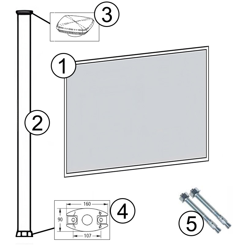 Materiale incluso recinzione di sicurezza per piscina in vetro e alluminio CRYSTAL SHIELD SP01