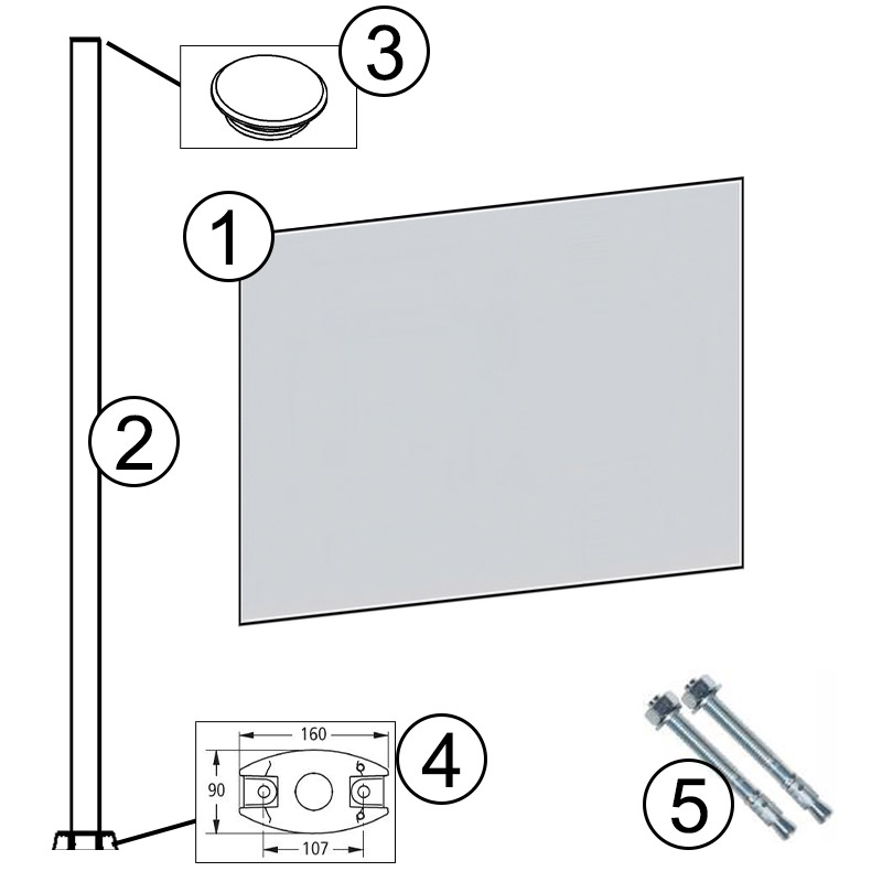 Materiale incluso recinzione di sicurezza per piscina in vetro e alluminio CRYSTAL SHIELD SP03