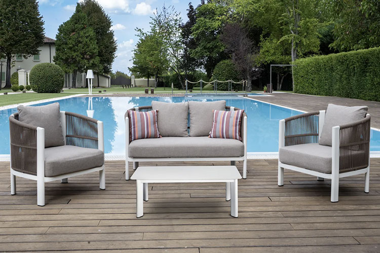 Salotto da giardino in alluminio MEDUSA con divano, poltrone e tavolino