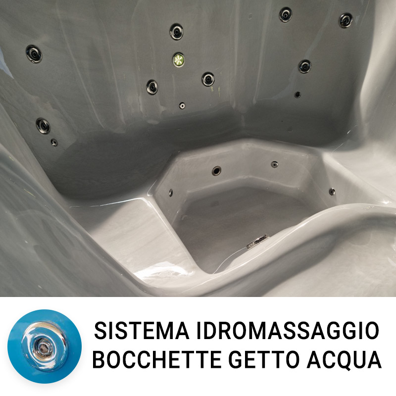 Optional sistema idromassaggio con getti ad acqua per tinozza in legno