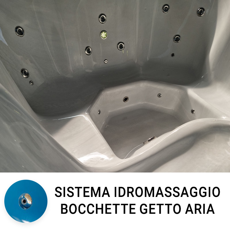 Optional sistema idromassaggio con getti ad aria, mod. Jacuzzi per tinozza in legno