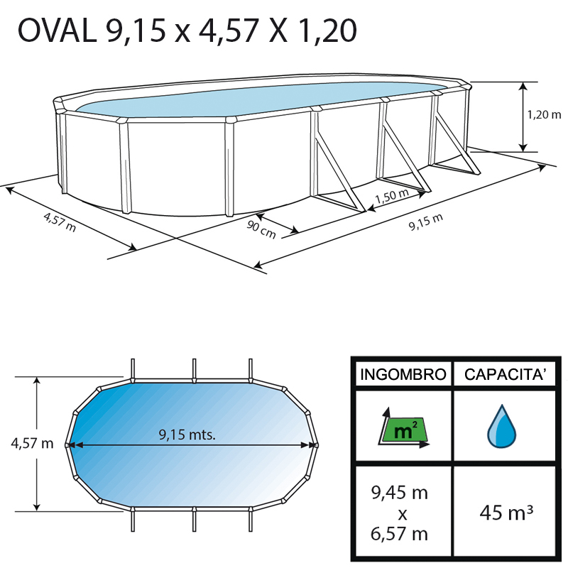 Piscina fuori terra ovale FANTASY 915