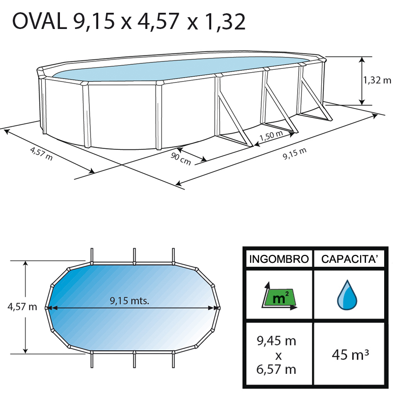 Piscina fuori terra ovale PRESTIGIO - 9,15