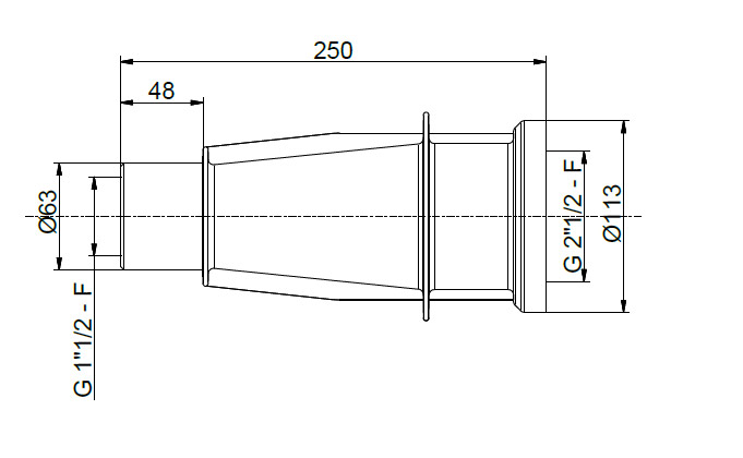 Passante a muro 250 aqua dimensioni