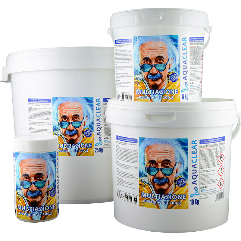 Pastiglie multiazione piscina 4 in 1 da 200 g blisterate