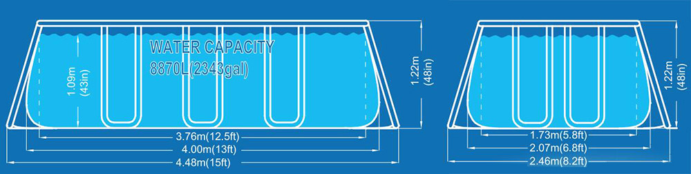 Dimensioni Piscina fuori terra PASSAAT Grey Avenli 4,00Â x 2,07Â x h 1,22 m