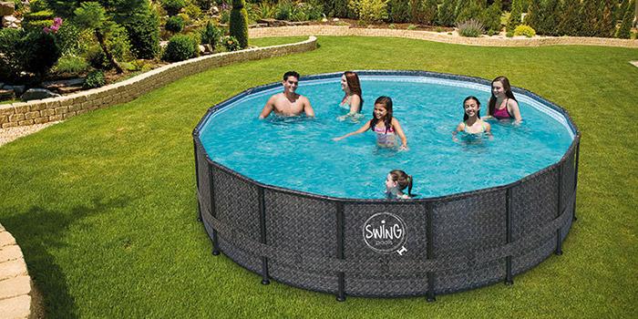 Piscina fuori terra circolare SWING FRAME WICKER Dark