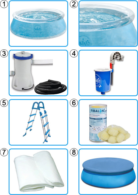 Materiale Incluso Piscina Fuori Terra gonfiabile Swing Quick trasparente Ã˜ 2,44 x h.0,76 m KIT PRO