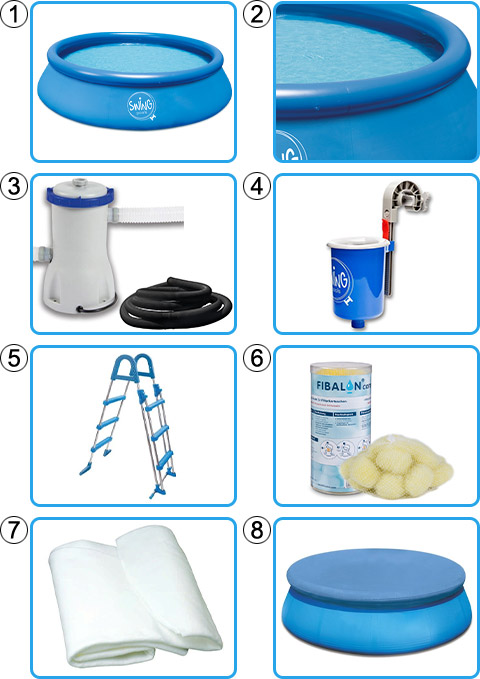 Materiale Incluso Piscina Fuori Terra gonfiabile Swing Quick Ã˜ 2,44 x h.0,76 m KIT PRO