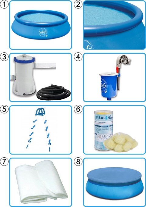 Materiale Incluso Piscina Fuori Terra gonfiabile Swing Quick Ã˜ 5,49 x h.1,22 m KIT PRO