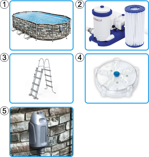 Piscina fuori terra ovale Bestway POWER STEEL Comfort Jet Stone 6,10 x 3,66 x h.1,22 m - KIT BASE