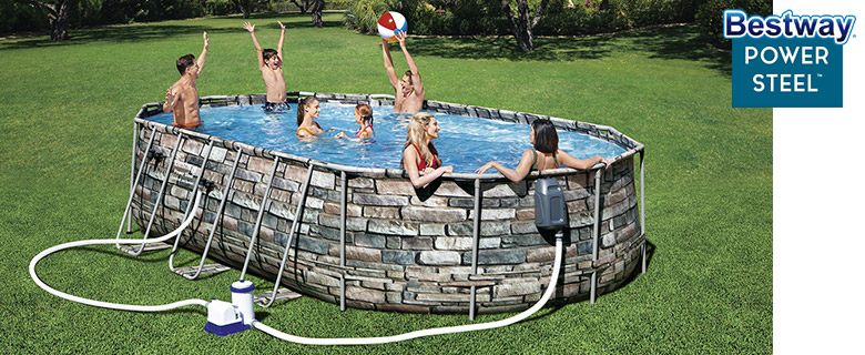 Piscina fuori terra ovale Bestway POWER STEEL Comfort Jet Stone 6,10 x 3,66 x h.1,22 m