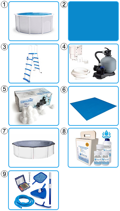 Kit pro Piscina fuori terra STEELWHITE - Ã˜ 3,50 x h.1,32 m