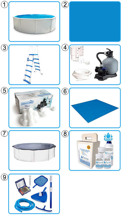 Kit pro Piscina fuori terra STEELWHITE - Ã˜ 5,50 x h.1,32 m