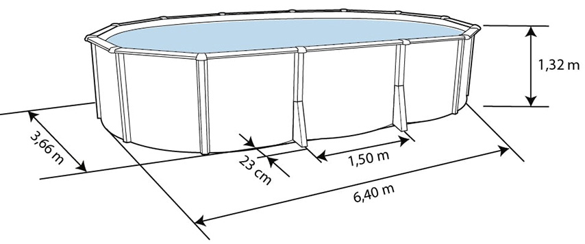 Dimensioni Piscina fuori terra STEELWHITE Omega 640