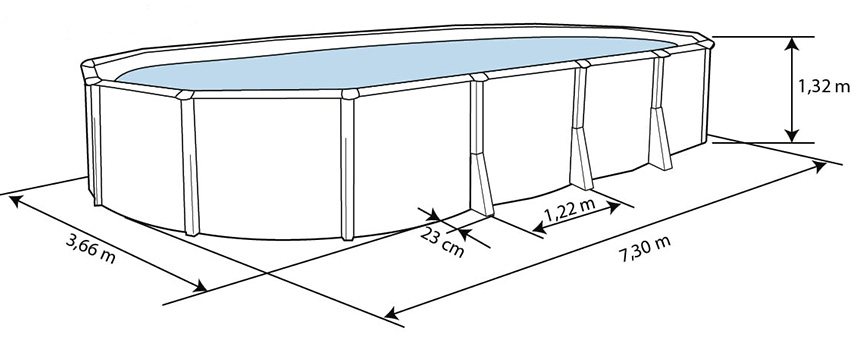 Dimensioni Piscina fuori terra STEELWHITE Omega 730