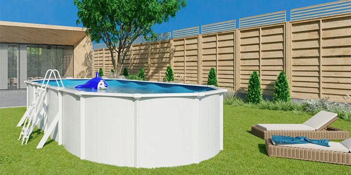 Piscina fuori terra in acciaio antracite STEEL WHITE