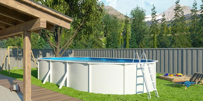 Piscina fuori terra in acciaio antracite STEEL WHITE