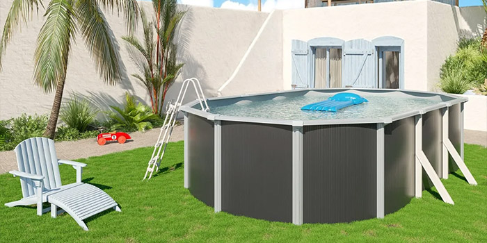 Piscina fuori terra in acciaio antracite STEELDESIGN