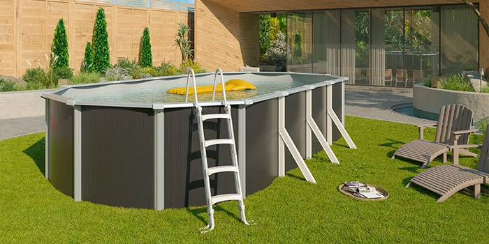 Piscina fuori terra in acciaio antracite STEELDESIGN