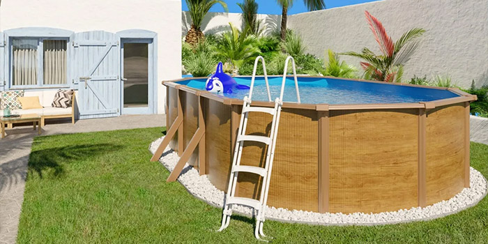 Piscina fuori terra in acciaio effetto legno STEELWOOD