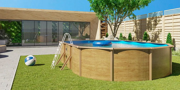 Piscina fuori terra in acciaio effetto legno STEELWOOD