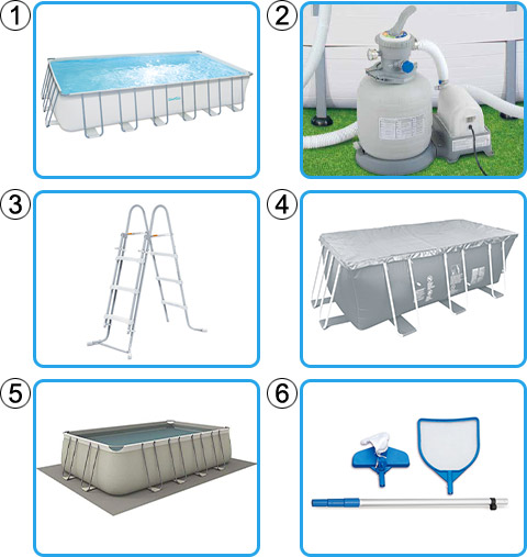Materiale incluso Piscina fuori terra rettangolare SUMMER WAVES Frame 7,32 x 3,66 x h 1,32 m - KIT BASE