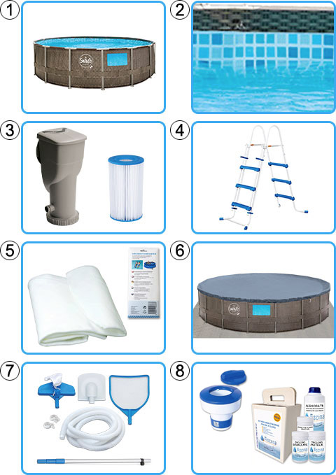 Piscina fuori Terra SWING METAL FRAME WICKER DESIGN con finestra - kit PRO