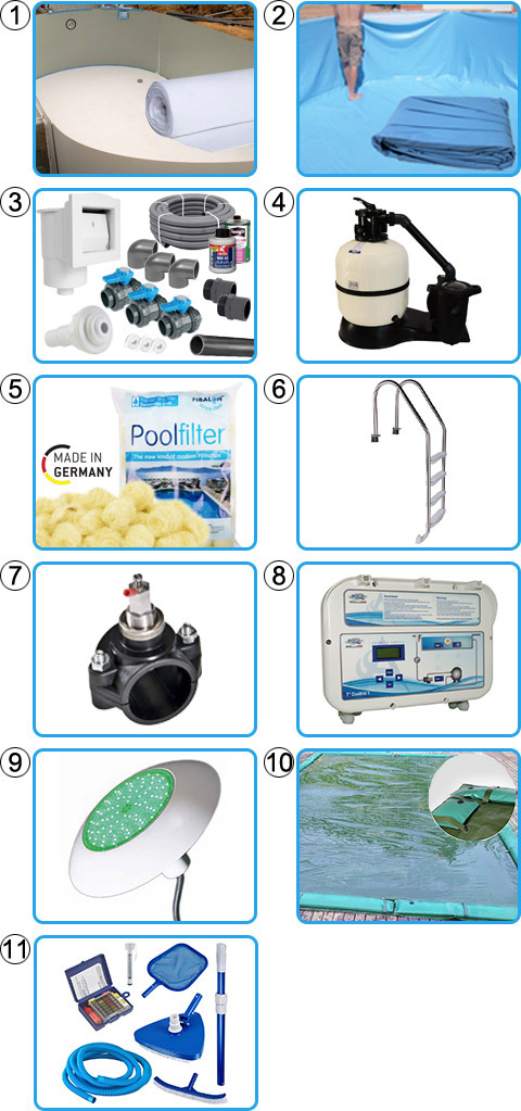 Piscina interrata OLIVIA - KIT PREMIUM