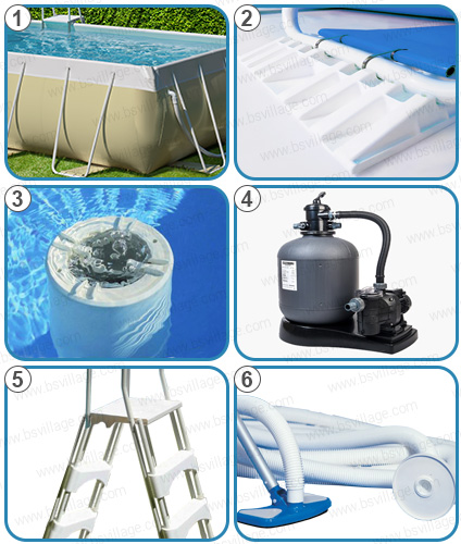 Piscina fuori terra LAGHETTO rettangolare con filtro monoblocco