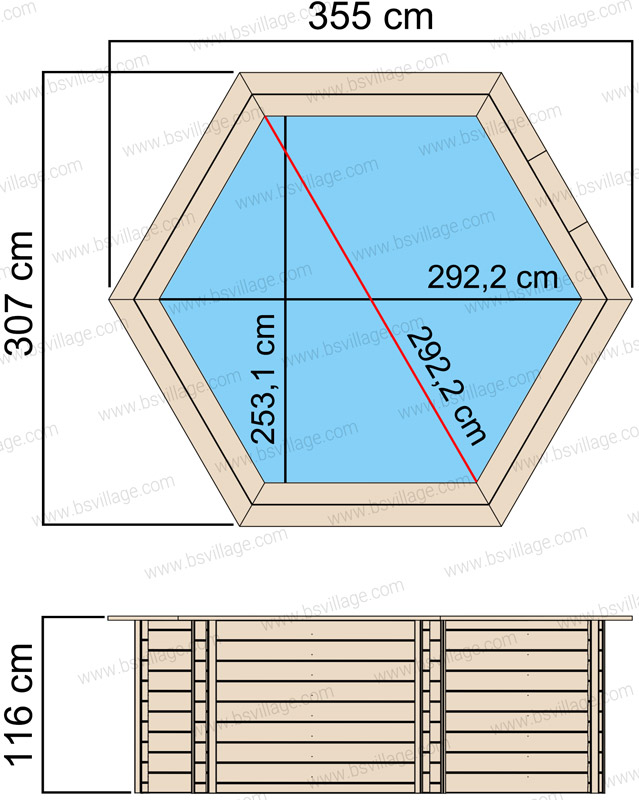 Dimensioni piscina in legno rettangolare NaturalWood 600