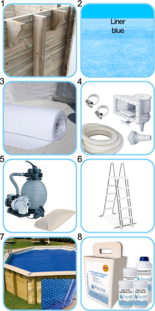 Piscina in legno ottagonale NorthWood 360 - Ã˜ 3,60 x h.1,20 m - KIT BASE