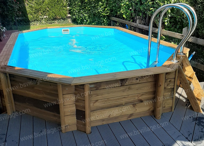 Piscina in legno ottagonale allungata EcoWood