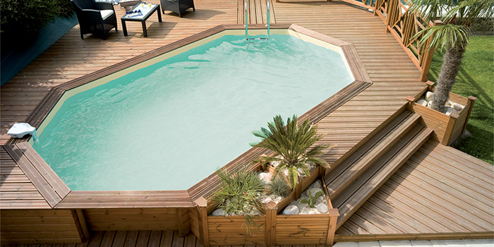 Piscina in legno ottagonale allungata EcoWood