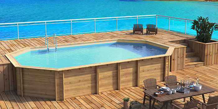 Piscina in legno ottagonale allungata EcoWood