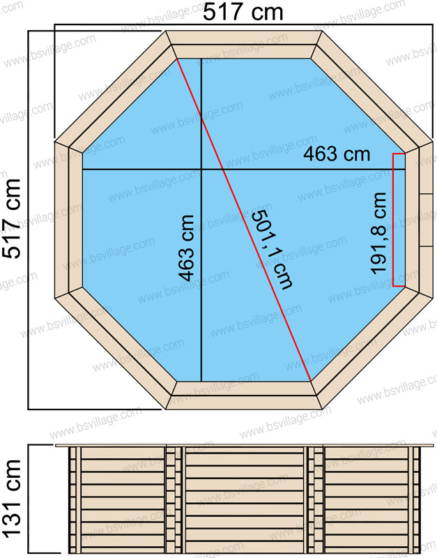 Dimensioni piscina in legno rettangolare NaturalWood