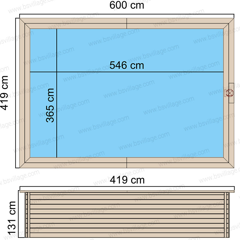 Dimensioni piscina in legno rettangolare NaturalWood 600