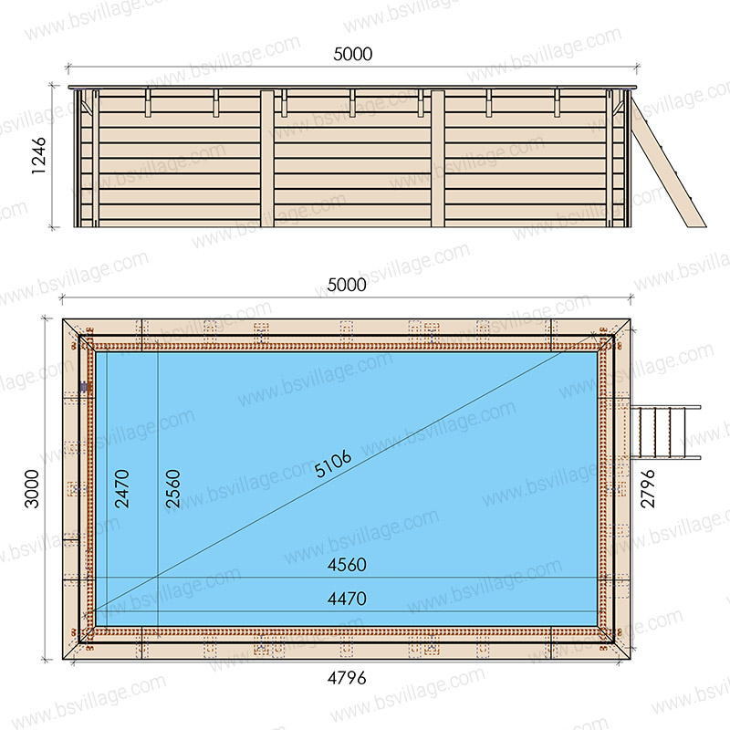 Dimensioni piscina in legno rettangolare EcoWood
