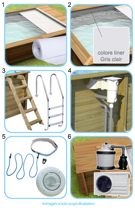 Contenuto KIT PLUS Piscina in legno NaturalWood URBAN - 4,20 x 3,50 x h.1,33 m