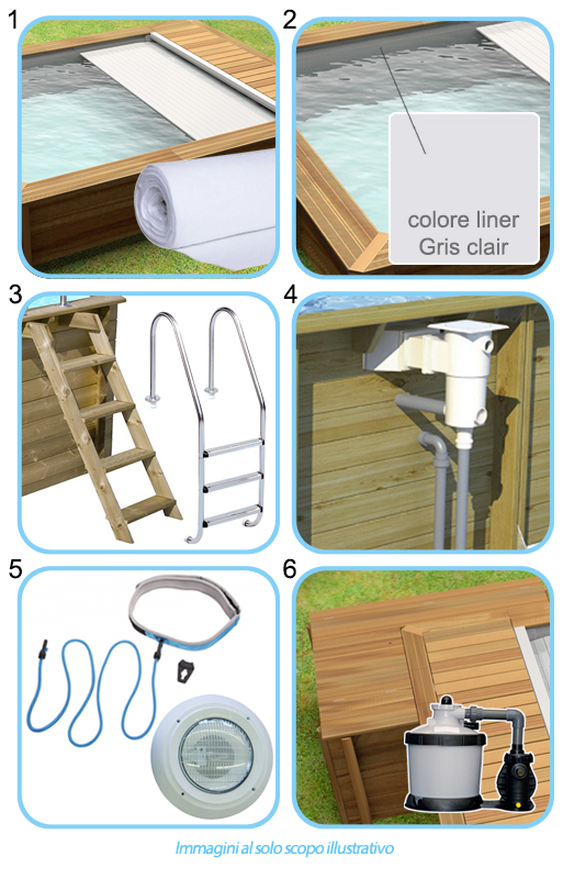 Contenuto KIT PRO Piscina in legno NaturalWood URBAN - 4,20 x 3,50 x h.1,33 m