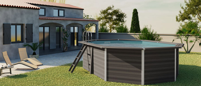 Piscina in legno composito WPC WOOD 5,24 x 3,86 x h 1,24 m