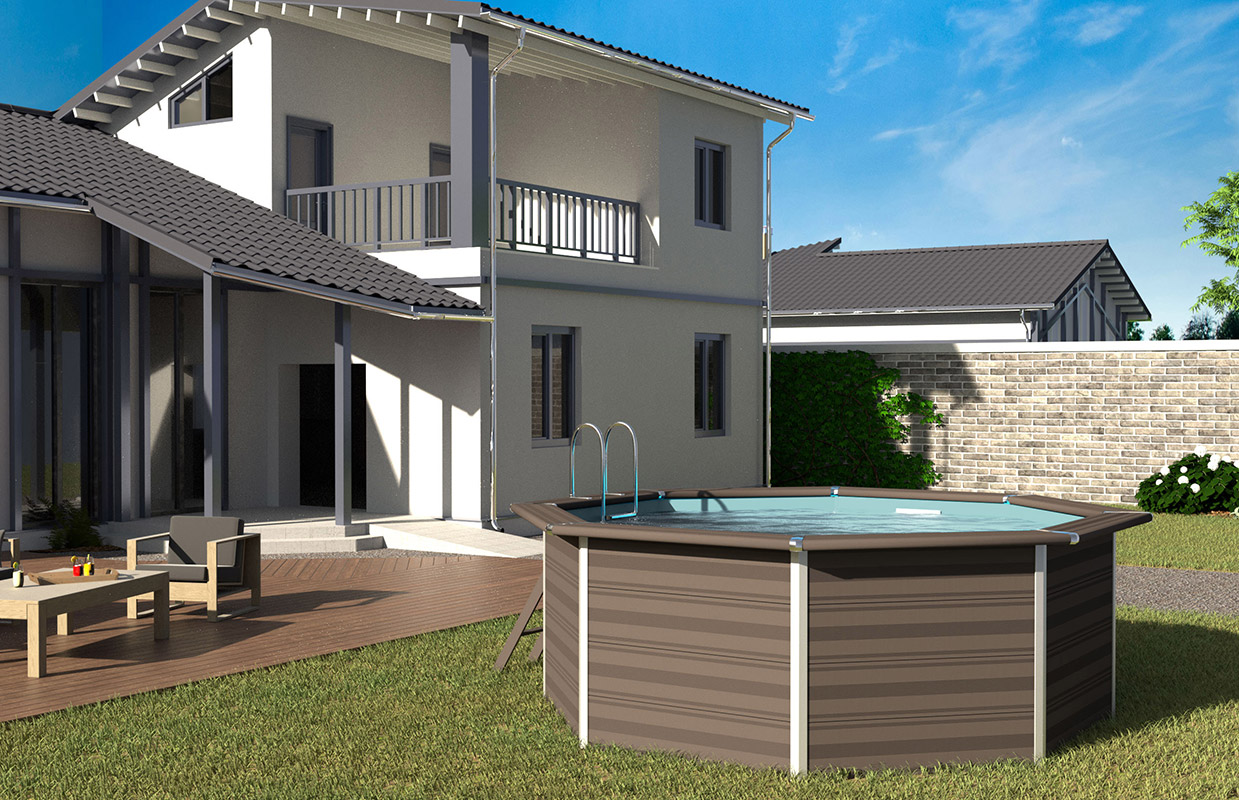 Piscina in legno composito WPC WOOD Ã˜ 4,10 x h 1,24 m